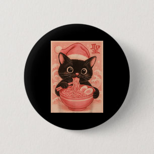 Badge Rond 5 Cm Noël Chat rose Père Noël Kawaii Anime Noël Ra