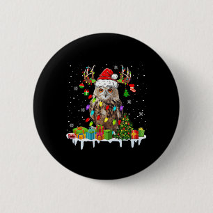 Badge Rond 5 Cm Noël Chouette mignonne Lumières de Noël Reindeer P