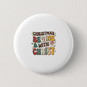 Badge Rond 5 Cm Noël Commence Avec Le Christ Décoration De Sapin D