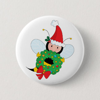 Badge Rond 5 Cm Noël d'abeille