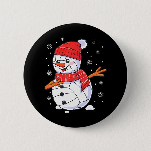 Badge Rond 5 Cm Noël Dabing Snowman Volleyball Xmas Dab (Devant)