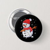 Badge Rond 5 Cm Noël Dabing Snowman Volleyball Xmas Dab (Devant & derrière)
