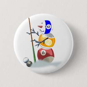 Badge Rond 5 Cm Noël de bonhomme de neige de boule de billard