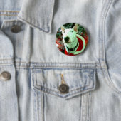 Badge Rond 5 Cm Noël de bull-terrier (En situation)