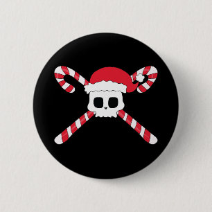 Badge Rond 5 Cm Noël de casquette de Père Noël de crâne de suc