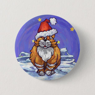 Badge Rond 5 Cm Noël de chat de gingembre