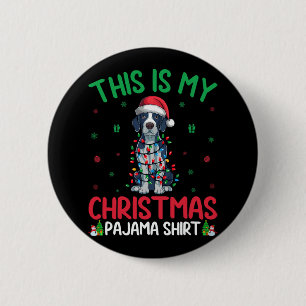 Badge Rond 5 Cm Noël de chien Pointeur anglais Père Noël