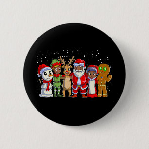 Badge Rond 5 Cm Noël de famille noire afro-américaine Santa