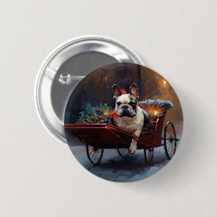 Badge Rond 5 Cm Noël de la saison festive de Bouledogue français