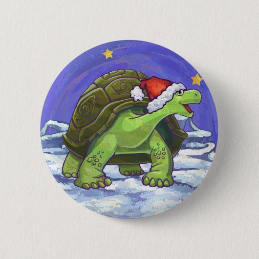 Badge Rond 5 Cm Noël de la tortue nocturne étoilée (Devant)