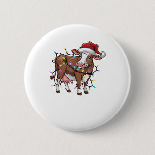 Badge Rond 5 Cm Noël de la Vache mignonne Rinder Père Noël Noël