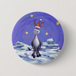 Badge Rond 5 Cm Noël de l'âne