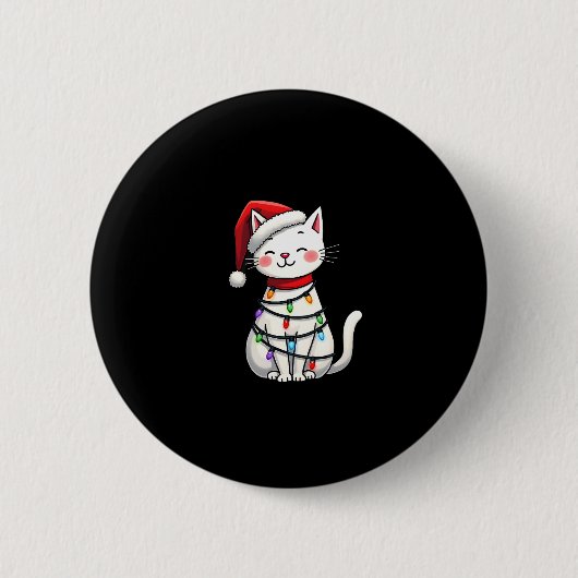 Badge Rond 5 Cm Noël de l'arbre de Noël du chat (5) (Devant)