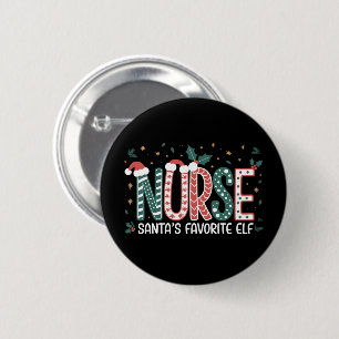 Badge Rond 5 Cm Noël de l'elfe préféré de Santa Infirmière Inspira