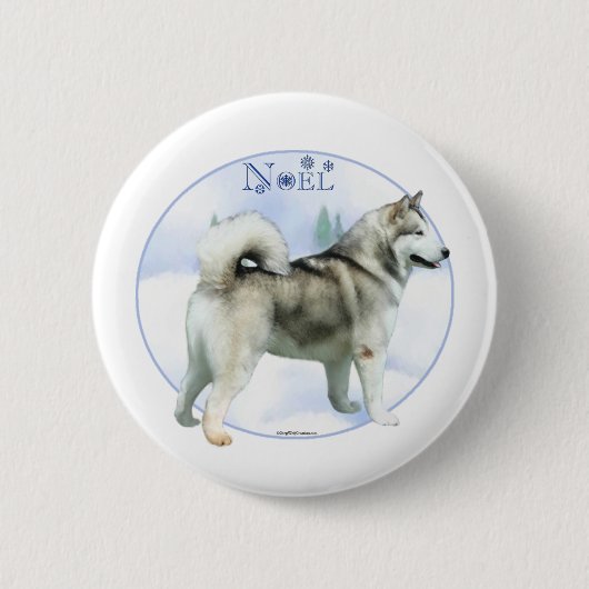 Badge Rond 5 Cm Noel de malamut en Alaska - Bouton (Devant)