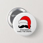Badge Rond 5 Cm Noël de moustache - Staching par la neige (Devant & derrière)