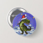 Badge Rond 5 Cm Noël de Tyrannosaurus (Devant & derrière)
