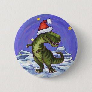 Badge Rond 5 Cm Noël de Tyrannosaurus