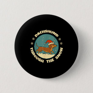 Badge Rond 5 Cm Noël de vilain teckel à travers la neige Cadeau No