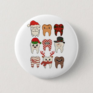 Badge Rond 5 Cm Noël dentaire drôle dentiste vacances