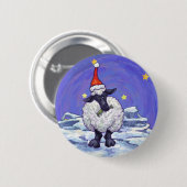 Badge Rond 5 Cm Noël des moutons (Devant & derrière)