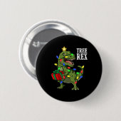 Badge Rond 5 Cm Noël Dinosaure Arbre Rex Garçons Filles Enfants Xm (Devant & derrière)