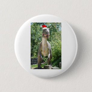 Badge Rond 5 Cm Noël Dinosaure Père Noël