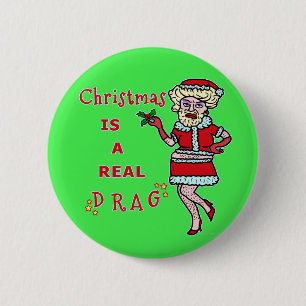 Badge Rond 5 Cm Noël drôle Bah Père Noël fumiste dans l'entrav