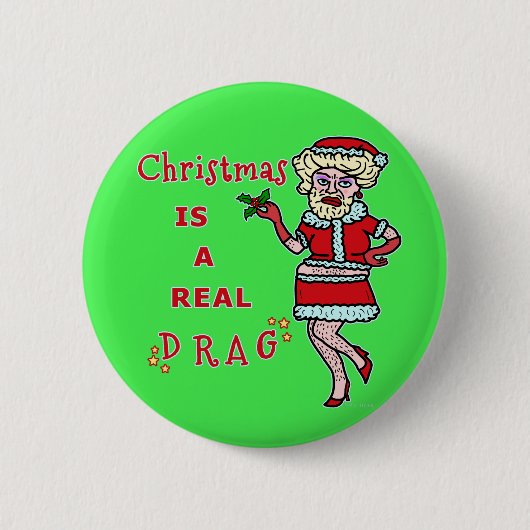 Badge Rond 5 Cm Noël drôle Bah Père Noël fumiste dans l'entrave (Devant)