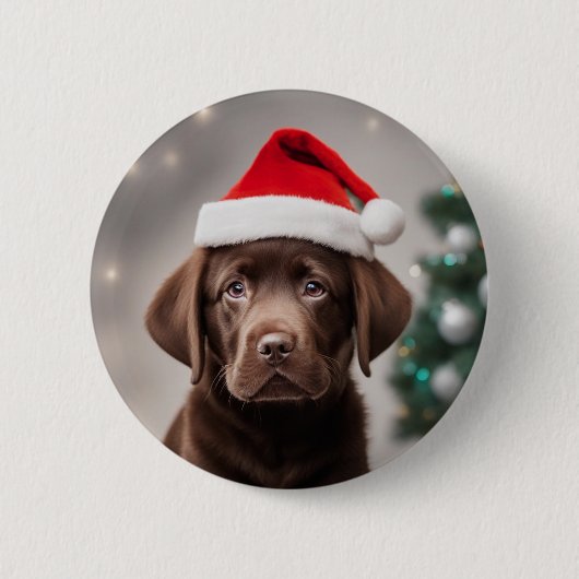 Badge Rond 5 Cm Noël du Labrador au chocolat (Devant)