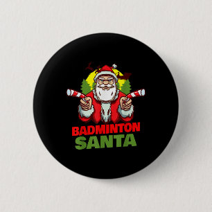 Badge Rond 5 Cm Noël du Père Noël de Badminton - Badminto