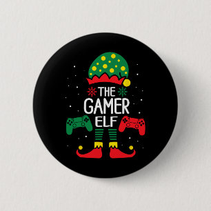 Badge Rond 5 Cm Noël Elf Matching Gamer Famille Jeu Garçons Ki