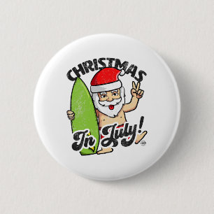 Badge Rond 5 Cm Noël en juillet drôle Santa Claus Graphique Été