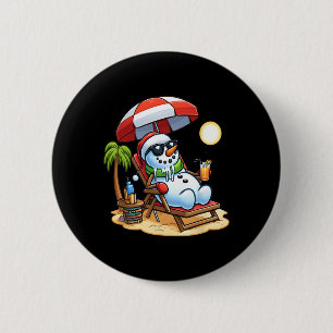 Badge Rond 5 Cm Noël En Juillet Drôle Snowman Summer Fun Beach H