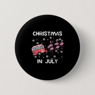 Badge Rond 5 Cm Noël En Juillet Flamant rose Trailer Été Noël Cam
