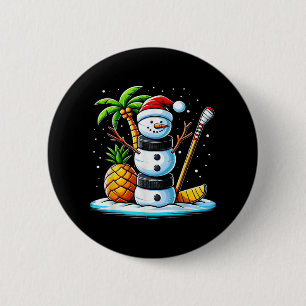 Badge Rond 5 Cm Noël En Juillet Hockey Snowman Été Funny Chri