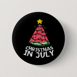 Badge Rond 5 Cm Noël en Juillet Pastèque Arbre de Noël d'Été Homme