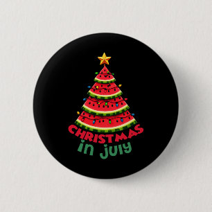 Badge Rond 5 Cm Noël En Juillet Pastèque Noël Arbre Hommes D'Été