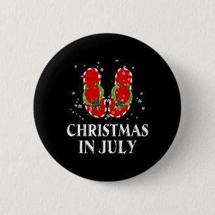 Badge Rond 5 Cm Noël En Juillet Père Noël Flip Flop Été Noël Cadea