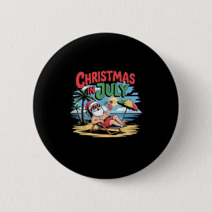 Badge Rond 5 Cm Noël En Juillet Père Noël Noël Été En Juillet Plag