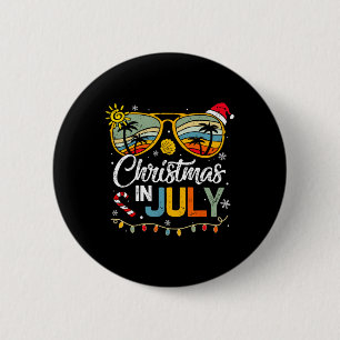 Badge Rond 5 Cm Noël en juillet Santa Hat Lunettes de soleil été V