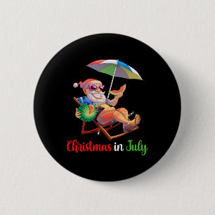 Badge Rond 5 Cm Noël en juillet Santa Pastèque Tropical Hawaï