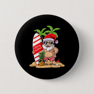 Badge Rond 5 Cm Noël en juillet Santa Surf Hawaïen Cadeaux Sum