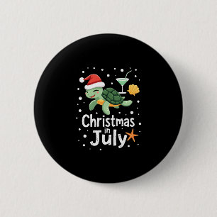 Badge Rond 5 Cm Noël en juillet Tortue Été Xmas Tortue Femme