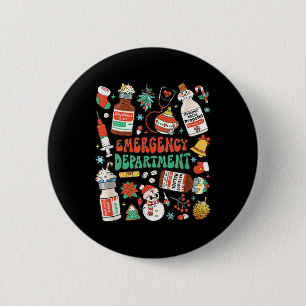 Badge Rond 5 Cm Noël Er Infirmière Service d'Urgence Er Ed Nurs