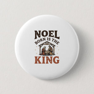 Badge Rond 5 Cm Noël est né, le roi vintage noël de la nativité