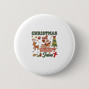 Badge Rond 5 Cm Noël est tout sur Jésus Santa Traîneau Renne