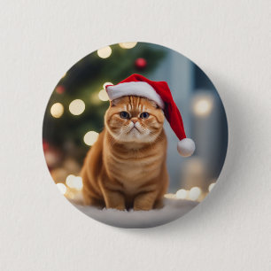 Badge Rond 5 Cm Noël Exotique Shorthair