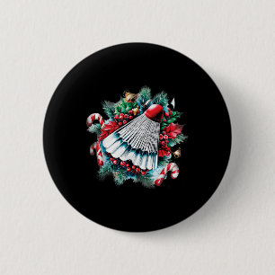 Badge Rond 5 Cm Noël festif pour les amateurs de badminton, Noël