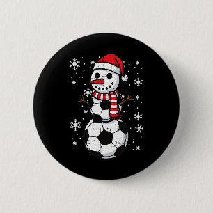 Badge Rond 5 Cm Noël Football Byll Bonhomme de neige Xmas Footbyll